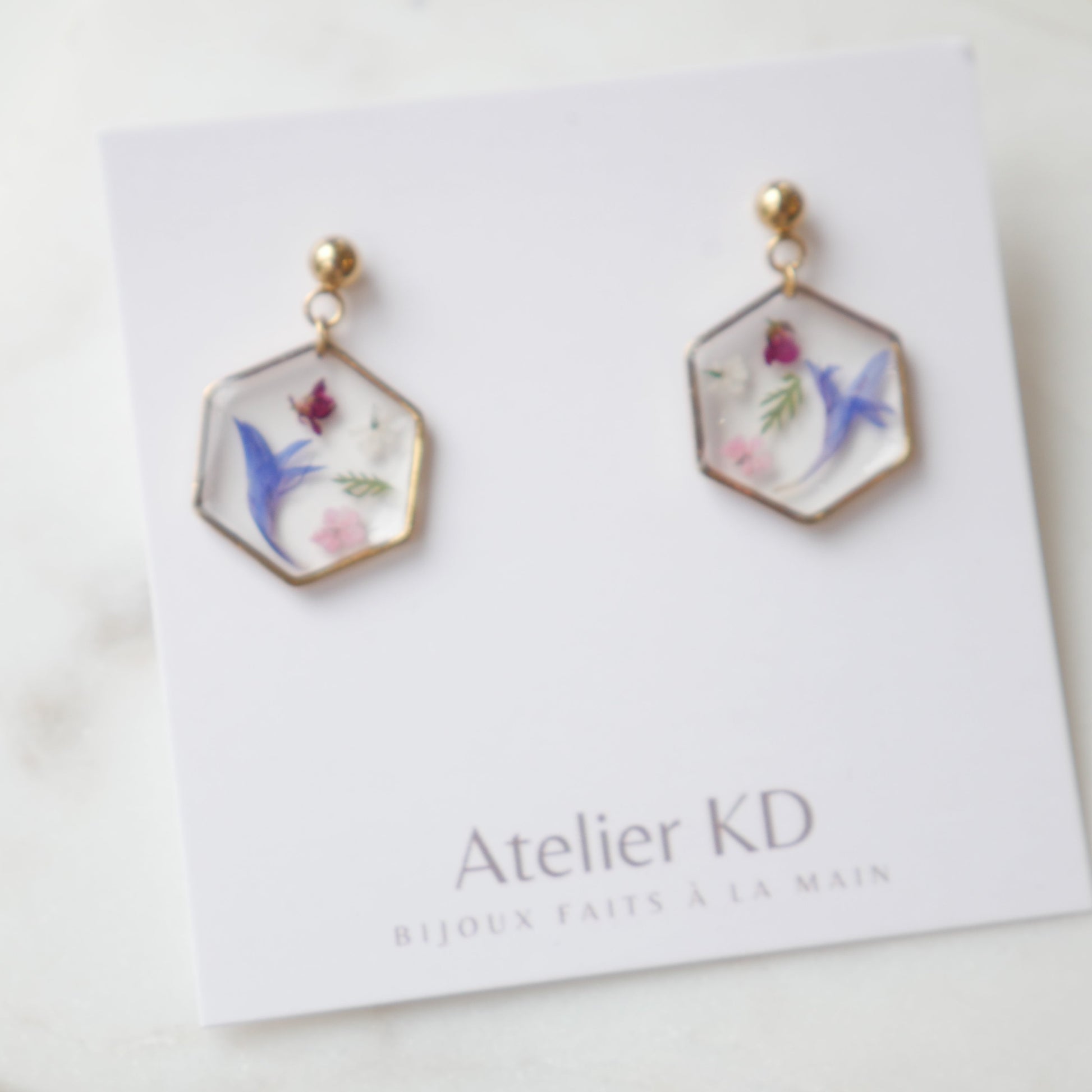 Boucles d'oreilles Maia - hexa (moyen 15mm) - Velora