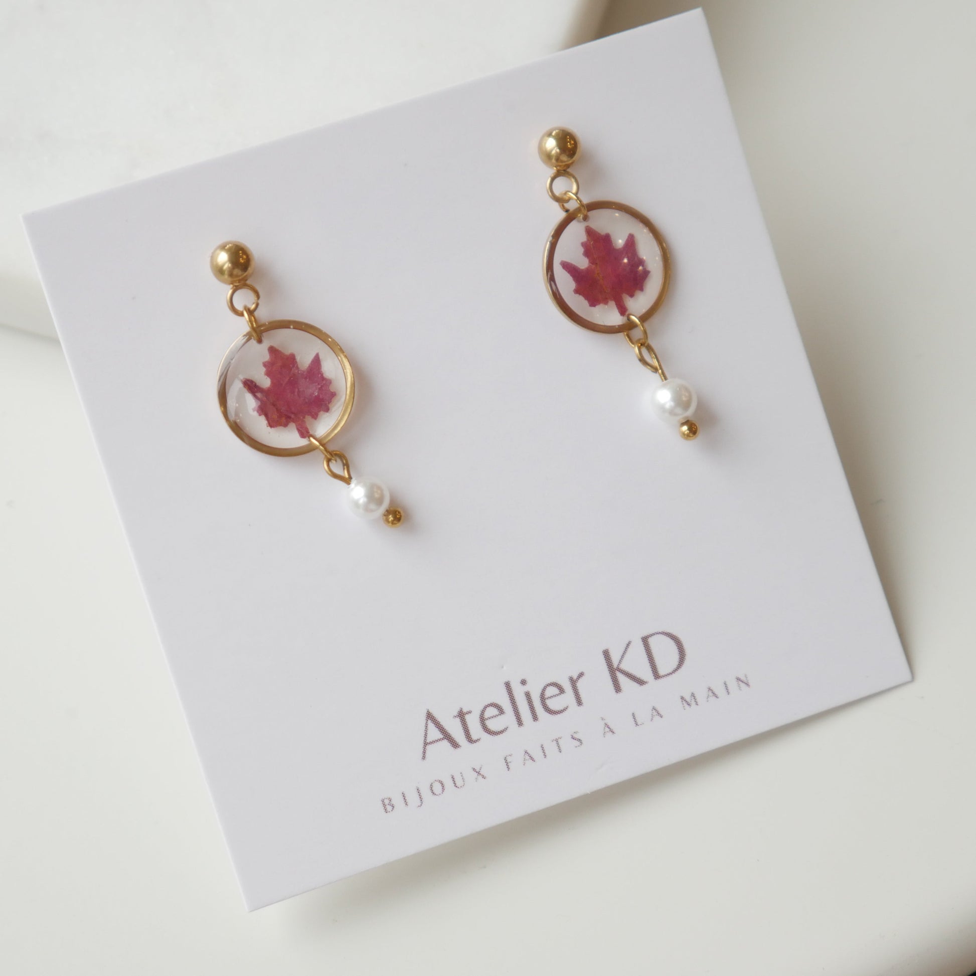 Boucles d'oreilles Erable perla- hexa (petit 12mm) - Velora