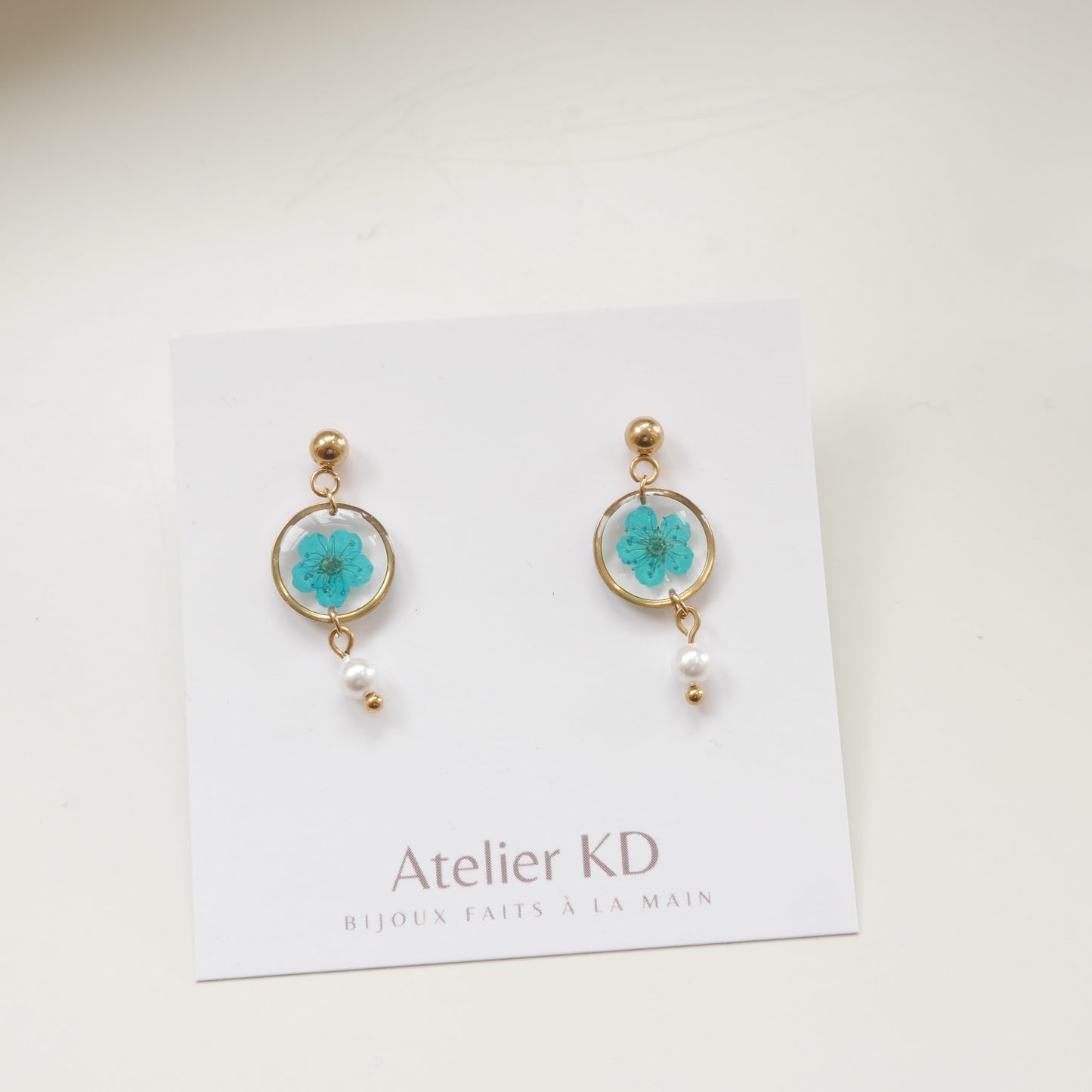 Boucles d'oreilles Perla - spirées bleues - petit rond 12mm - Velora