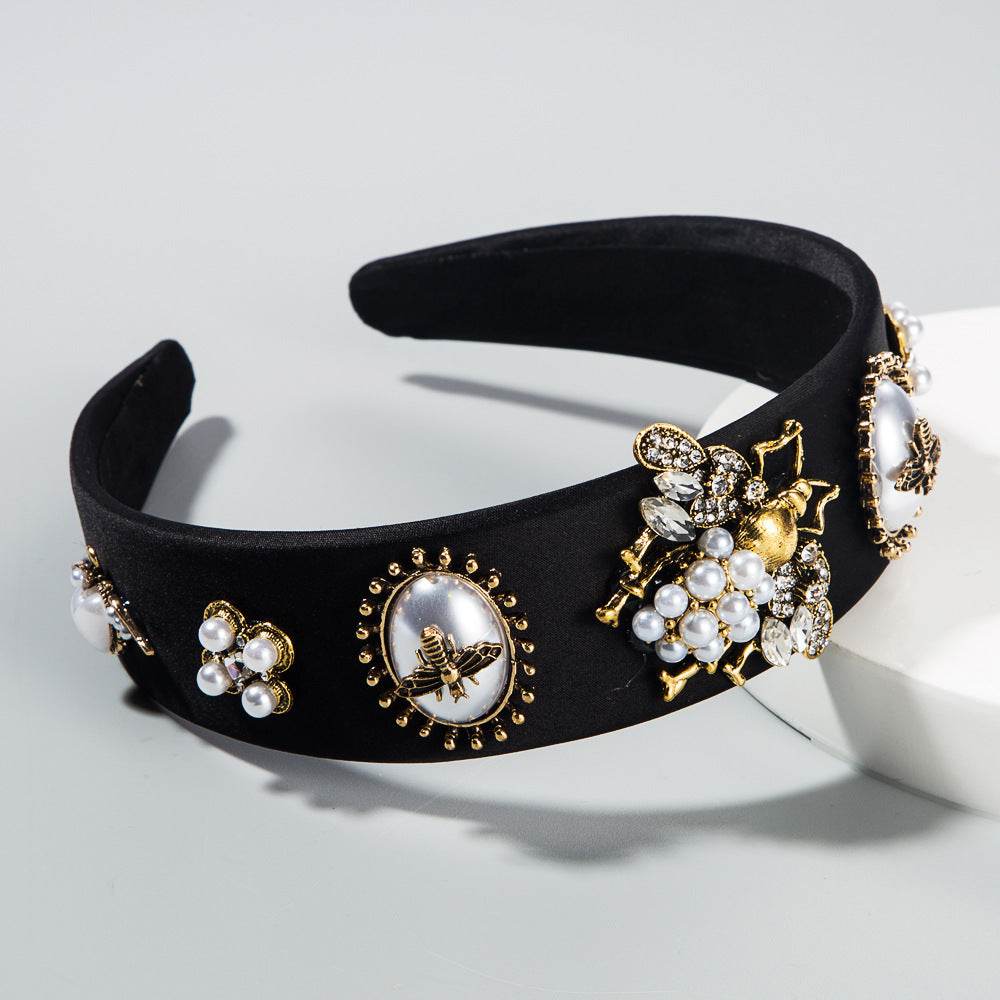 Fashion Inlaid Rhinestone pearl Headband dress headpiece - Velora