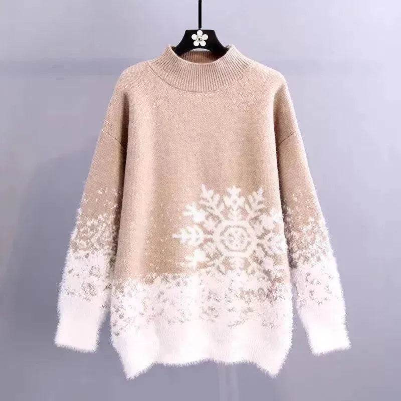 Ugly Christmas Knitted Women's Snowflake Sweater Top - Velora