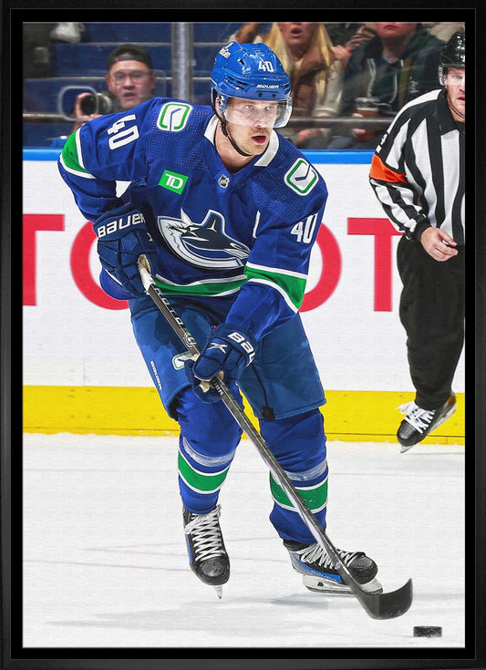 Elias Pettersson Framed 20x29 Canvas Canucks Action-V Frameworth Sports Marketing