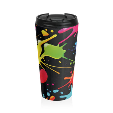 Neon Paint Splatter Stainless Steel Travel Mug | Colorful Splash Tumbler
