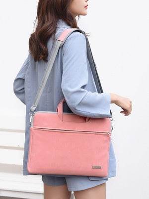 PU Leather Women Laptop Bag Notebook Carrying Case Briefcase For Macbook Air 13.3 14 15.6 Inch Men Handbags Shoulder Mouse Bag - Velora