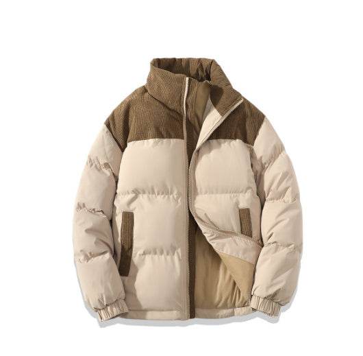Winter Stand Collar Contrast-colored Coat Cotton Padded Jacket For Men Women Clothing - Velora