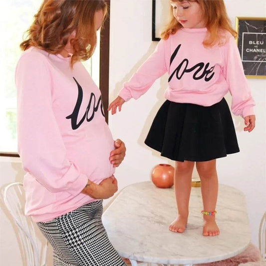 Women Maternity Sweatshirt Love Printed Parent-child Sweatshirt - Velora