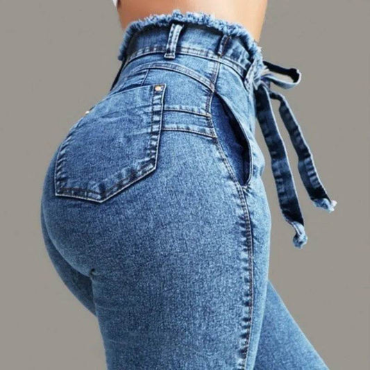 High Waist Fringed jeans Bootcut Pant Women - Velora