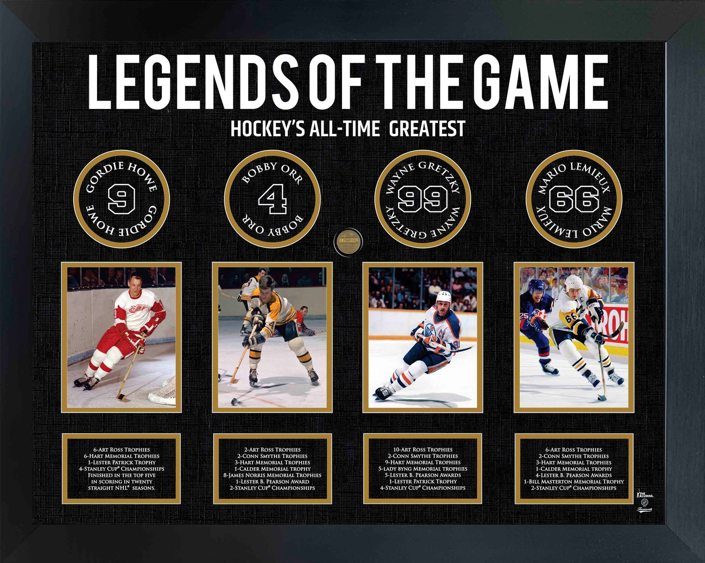 Legends of Hockey: Howe, Orr, Gretzky, Lemieux - Framed Collage Frameworth Sports Marketing