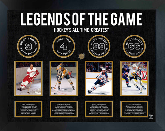 Legends of Hockey: Howe, Orr, Gretzky, Lemieux - Framed Collage Frameworth Sports Marketing