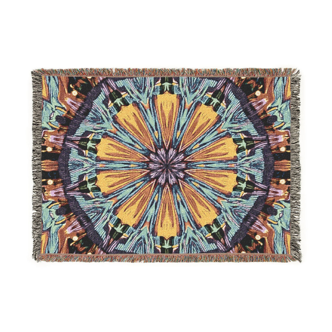 Kaleidoscope Mandala Woven Blanket — Boho Decorative Throw for Living Room & Gift