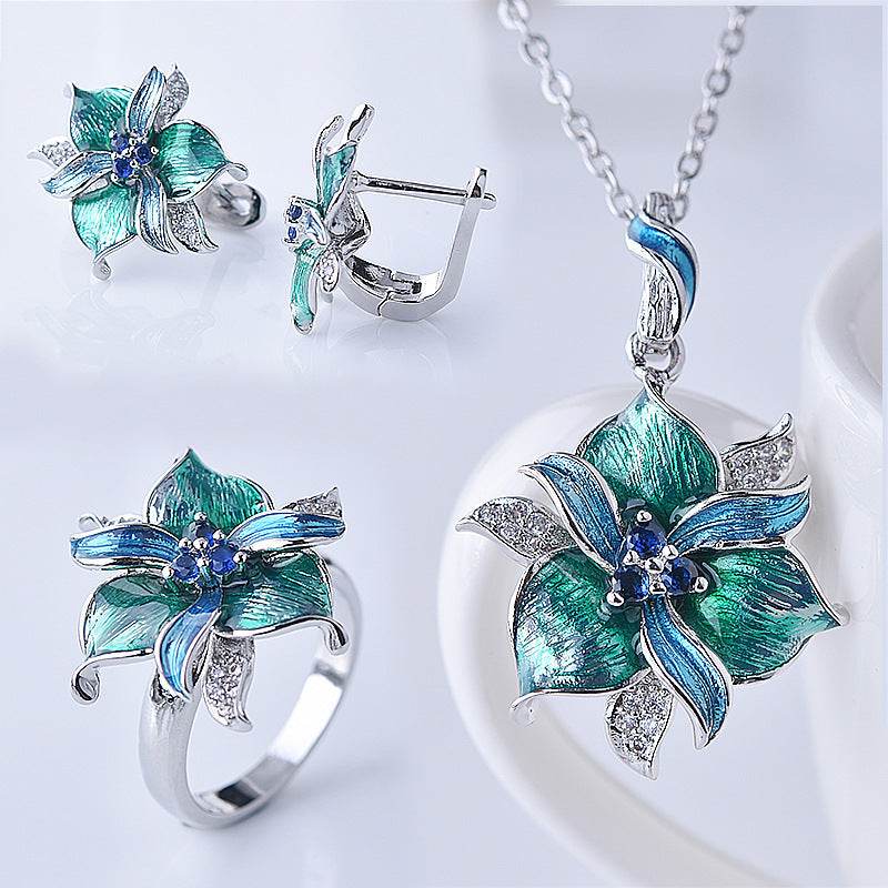 Purple Epoxy Earrings Pendant Set - Velora