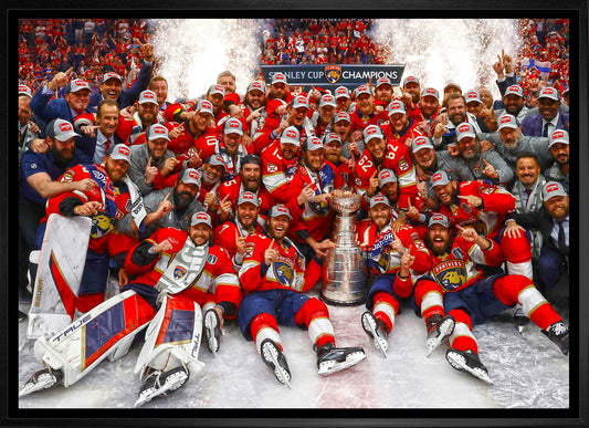 Florida Panthers 20x29 Framed Canvas 2024 Stanley Cup Frameworth Sports Marketing
