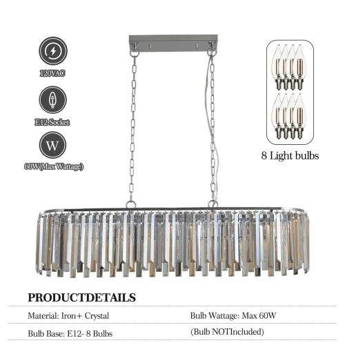 Modern Oval Crystal Chandelier Luxury Home Decor Fixtures- Bulb is not included - Velora