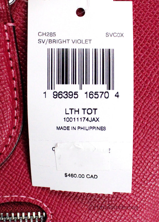 Coach Gallery Bright Violet Crossgrain Leather Tote