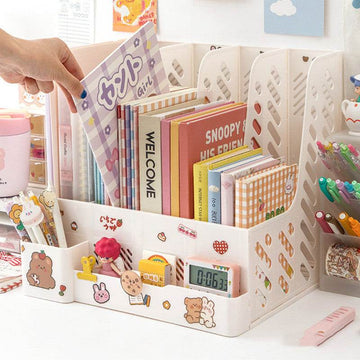 Plastic Desk Organizer File Tray Book Stand Office Rack