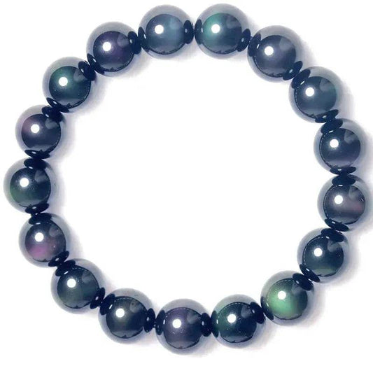 Rainbow Purple Green Eye Obsidian Bracelet - Velora