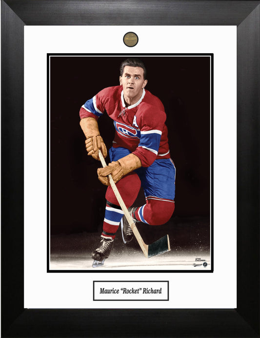 Maurice Richard Framed Photo with Alumni Coin Frameworth Sports Marketing