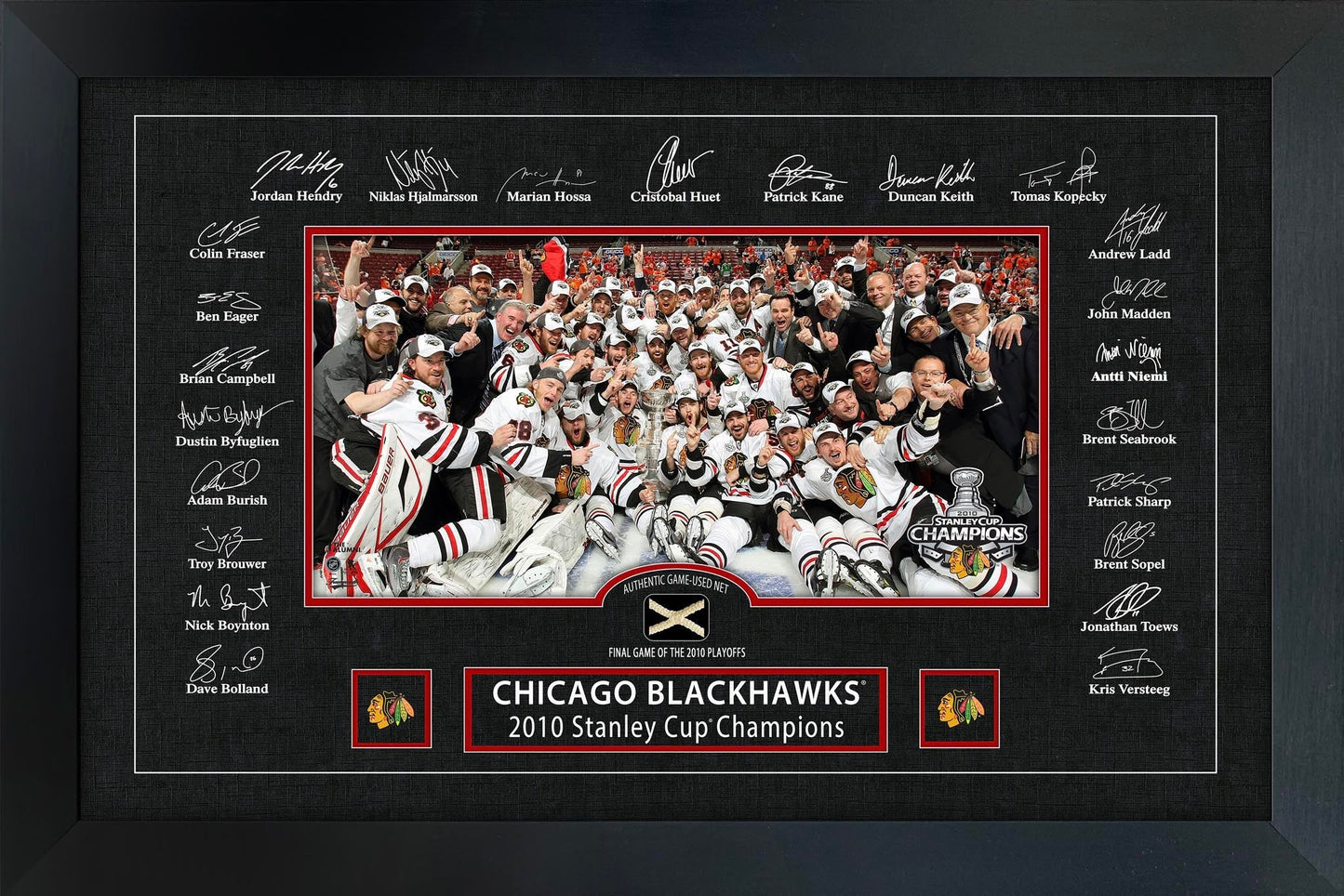 Chicago Blackhawks 2010 Stanley Cup Replica Signature Frame with Game-Used Net Frameworth Sports Marketing