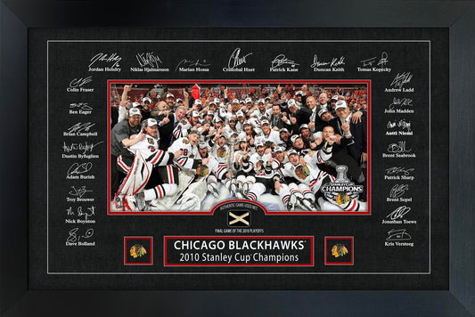 Chicago Blackhawks 2010 Stanley Cup Replica Signature Frame with Game-Used Net Frameworth Sports Marketing