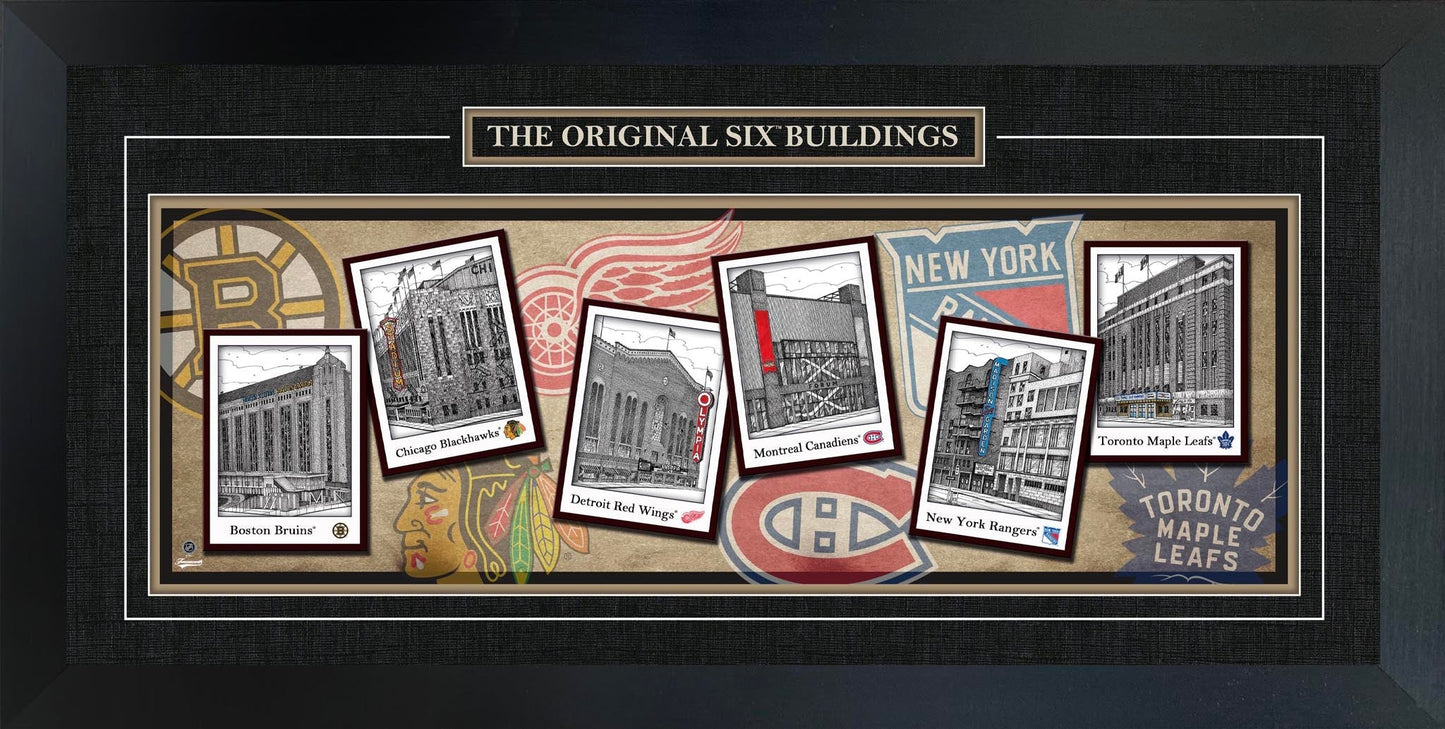 Original Six Buildings 16X35 Framed Print Frameworth Sports Marketing