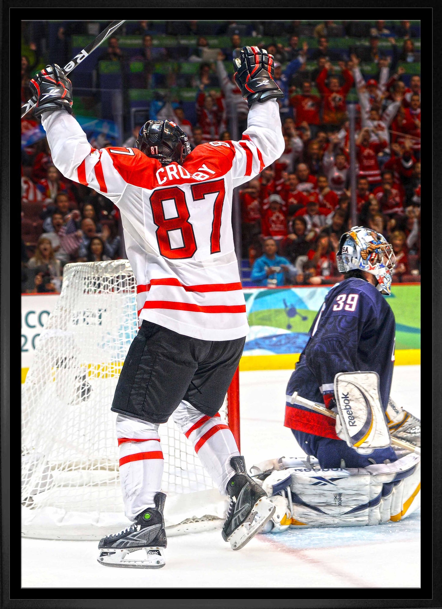 Sidney Crosby Team Canada Framed 20x29 Golden Goal Celebration Canvas Frameworth Sports Marketing
