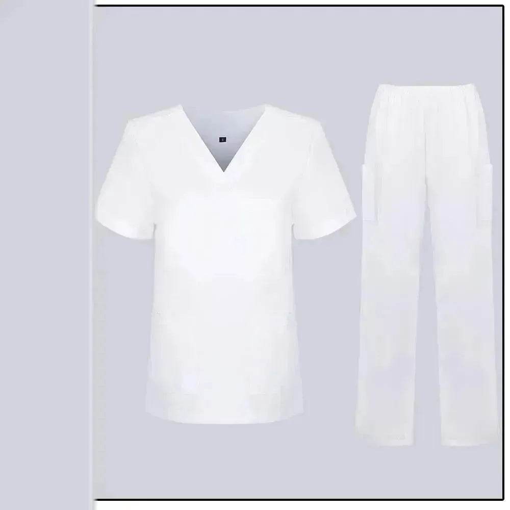 Women Nurse Uniform Female - Hospital Nurse Costume - V Neck Top Pants Set - Velora