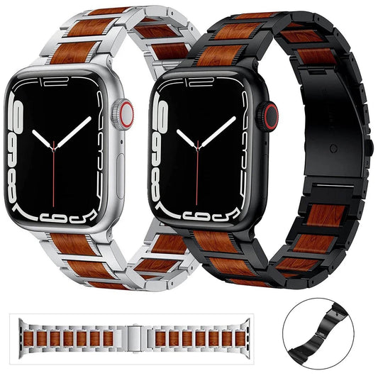 Creative Stainless Steel Sandalwood Watch Strap - Velora