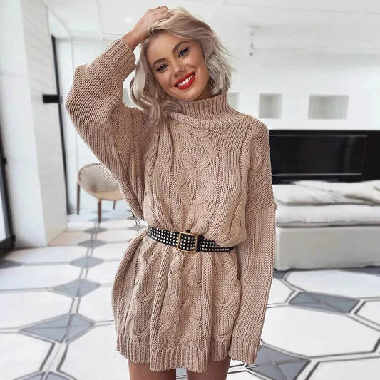 Autumn Winter Knitted Mini Sweater dress - Velora