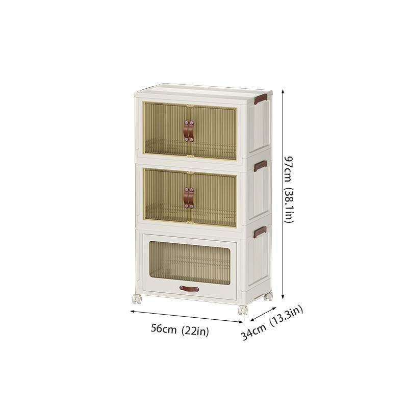 Baby Safety Transparent Opening Lid Indoor Home Decoration Storage Cabinet With Wheels - Velora