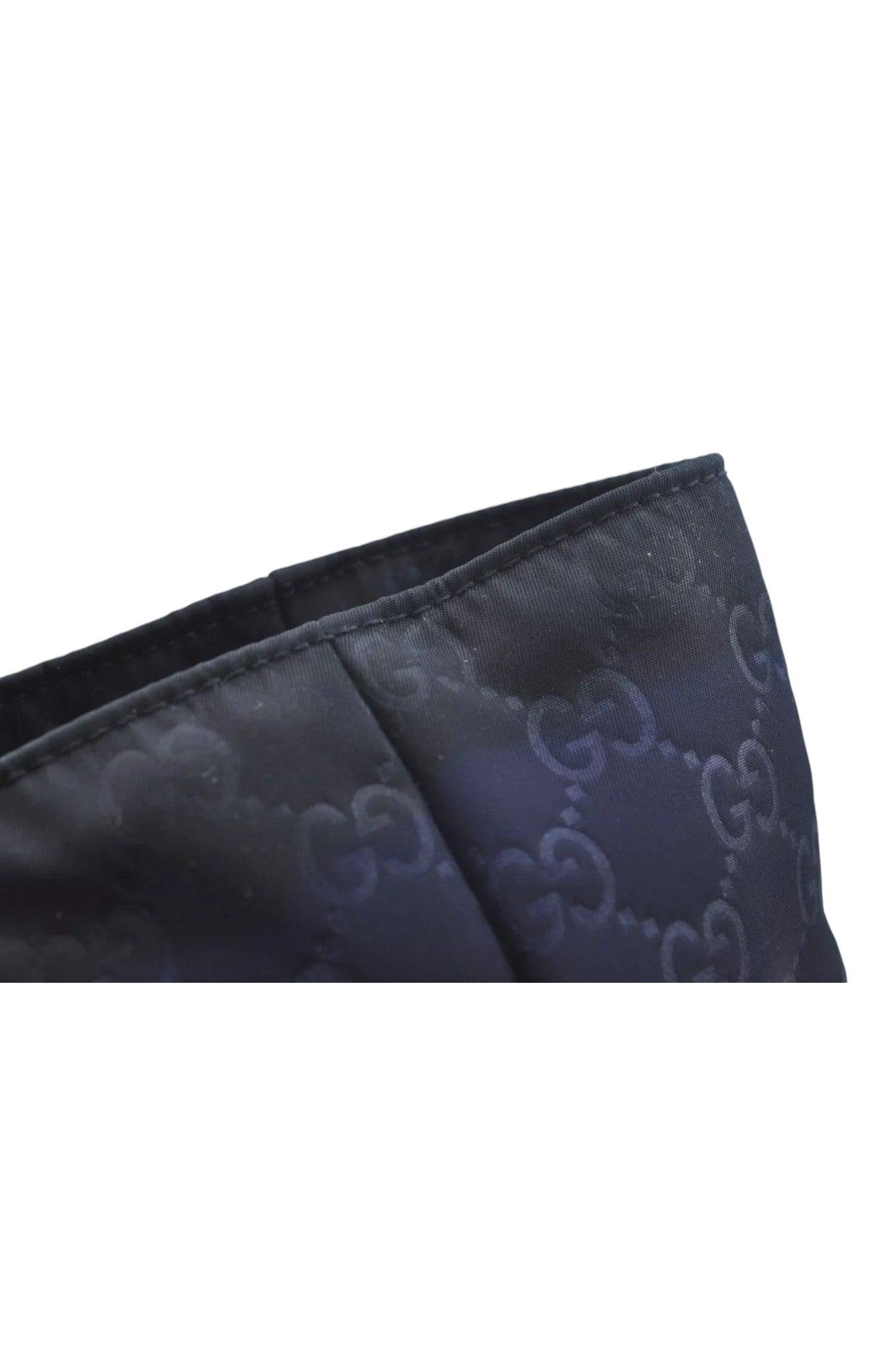 GUCCI Vintage Hand Tote Bag GG Nylon Leather Navy Blue L0937 - Velora