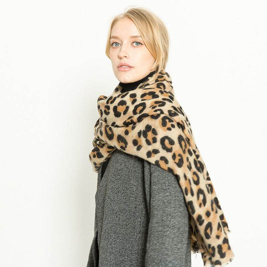 Leopard-print cashmere women's scarf shawl - Velora