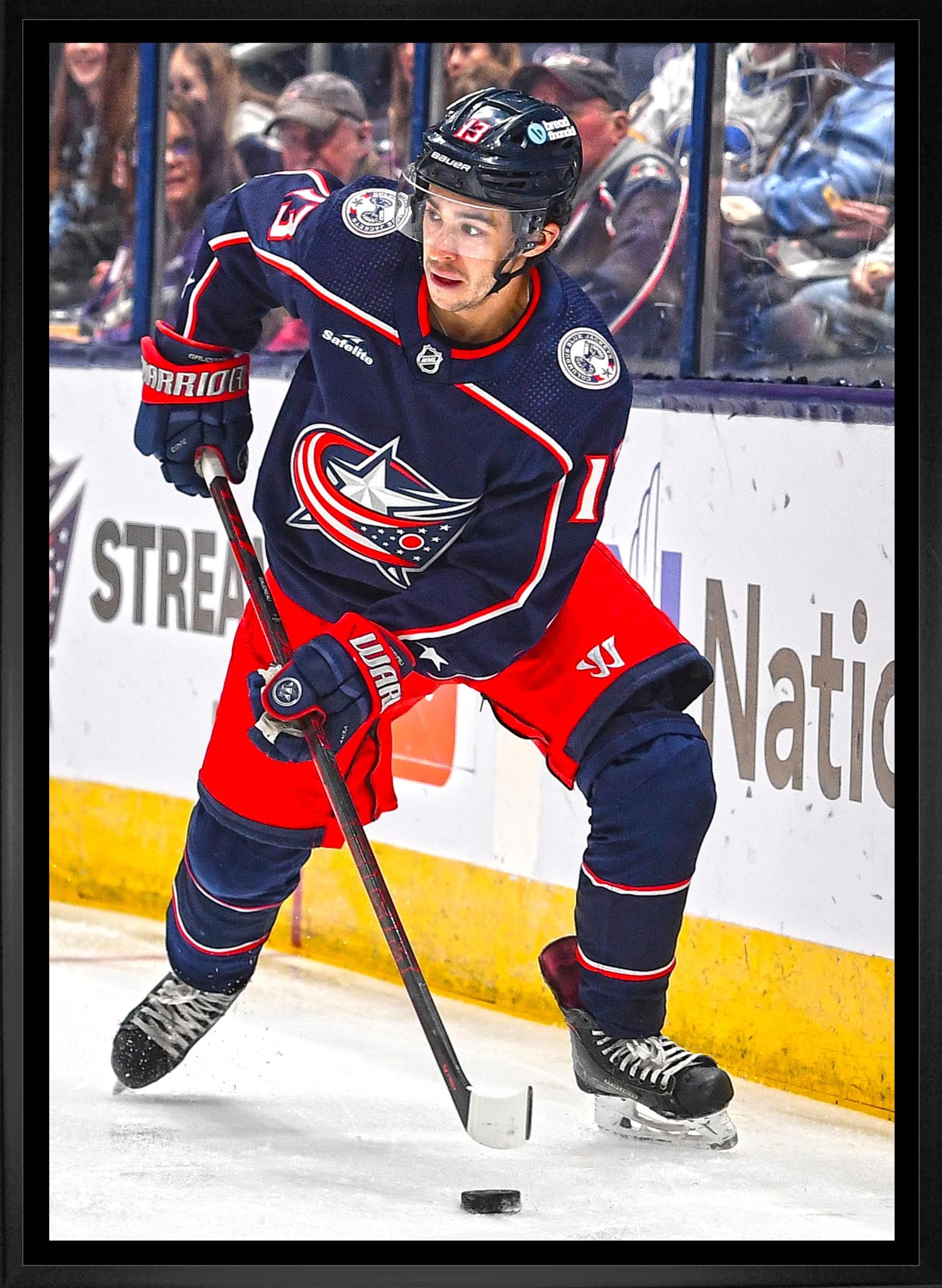 Johnny Gaudreau 20x29 Framed Canvas Columbus Blue Jackets Frameworth Sports Marketing