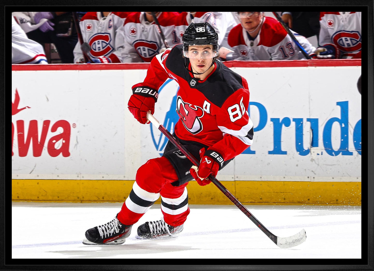 Jack Hughes 20x29 Framed Canvas New Jersey Devils Frameworth Sports Marketing