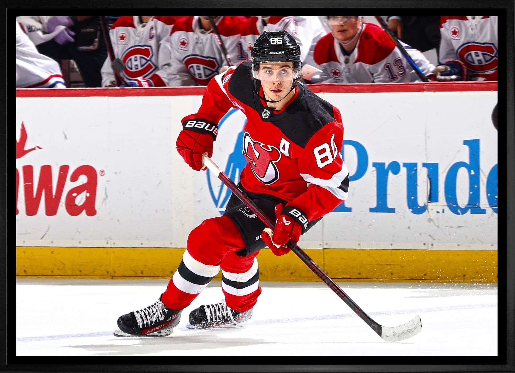 Jack Hughes 20x29 Framed Canvas New Jersey Devils Frameworth Sports Marketing