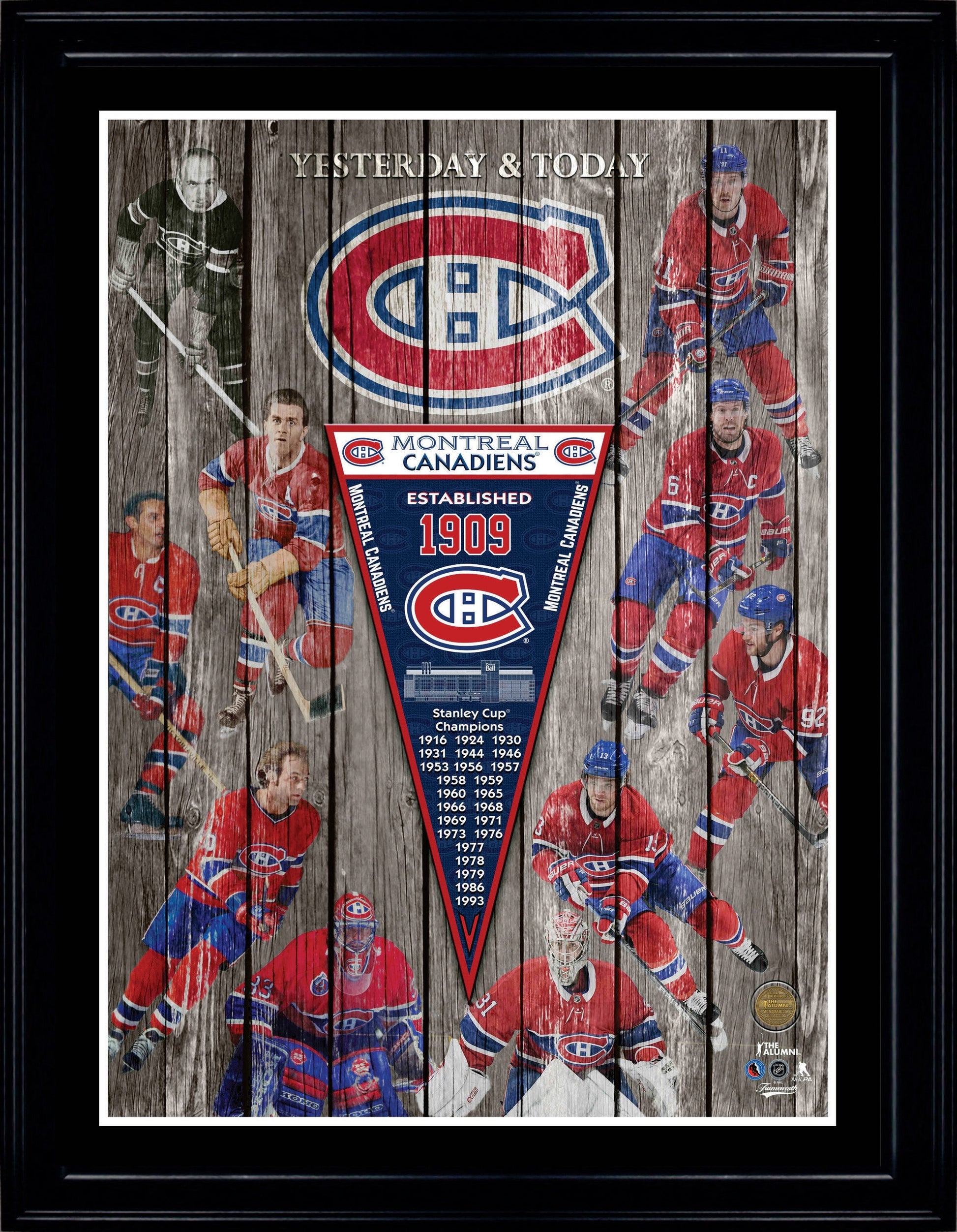 Montreal Canadiens Yesterday & Today Collage Frame Frameworth Sports Marketing