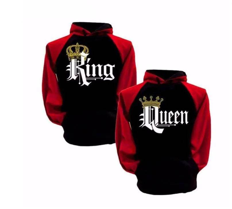 Women KING QUEEN King and Queen Crown Couple Color Block Sweatshirt - Velora