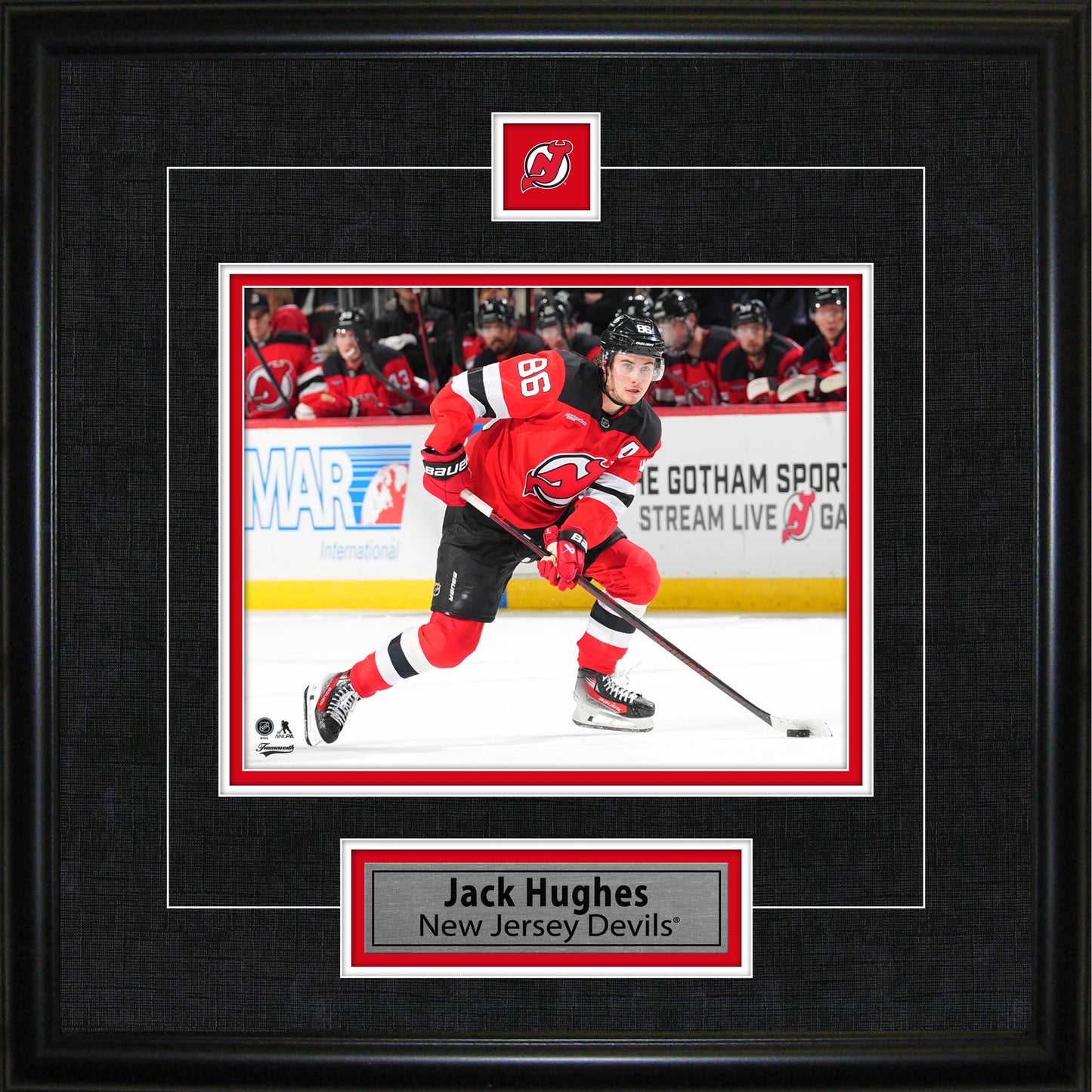 Jack Hughes Framed Pin & Plate New Jersey Devils Frameworth Sports Marketing
