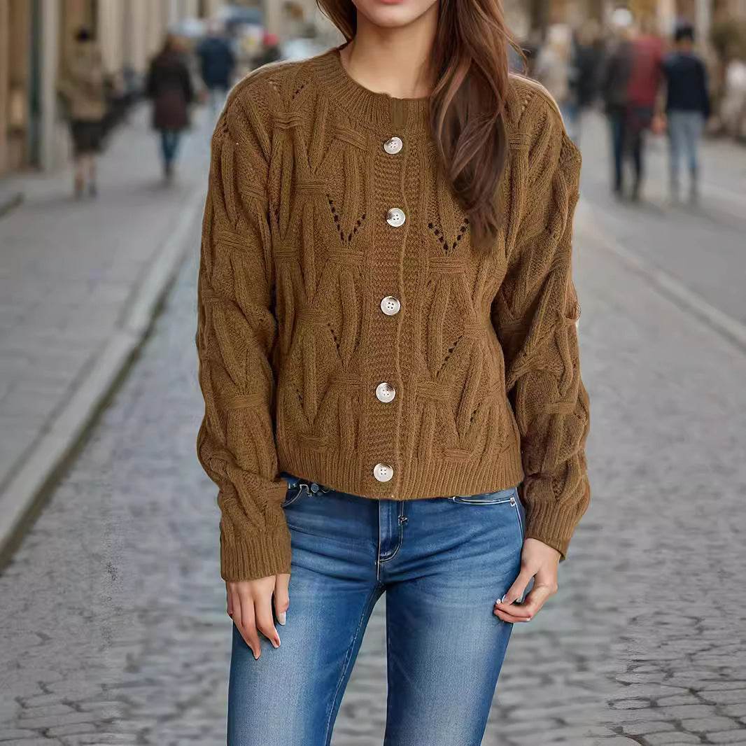 Button Knitted Cardigan Sweater Coat - Velora