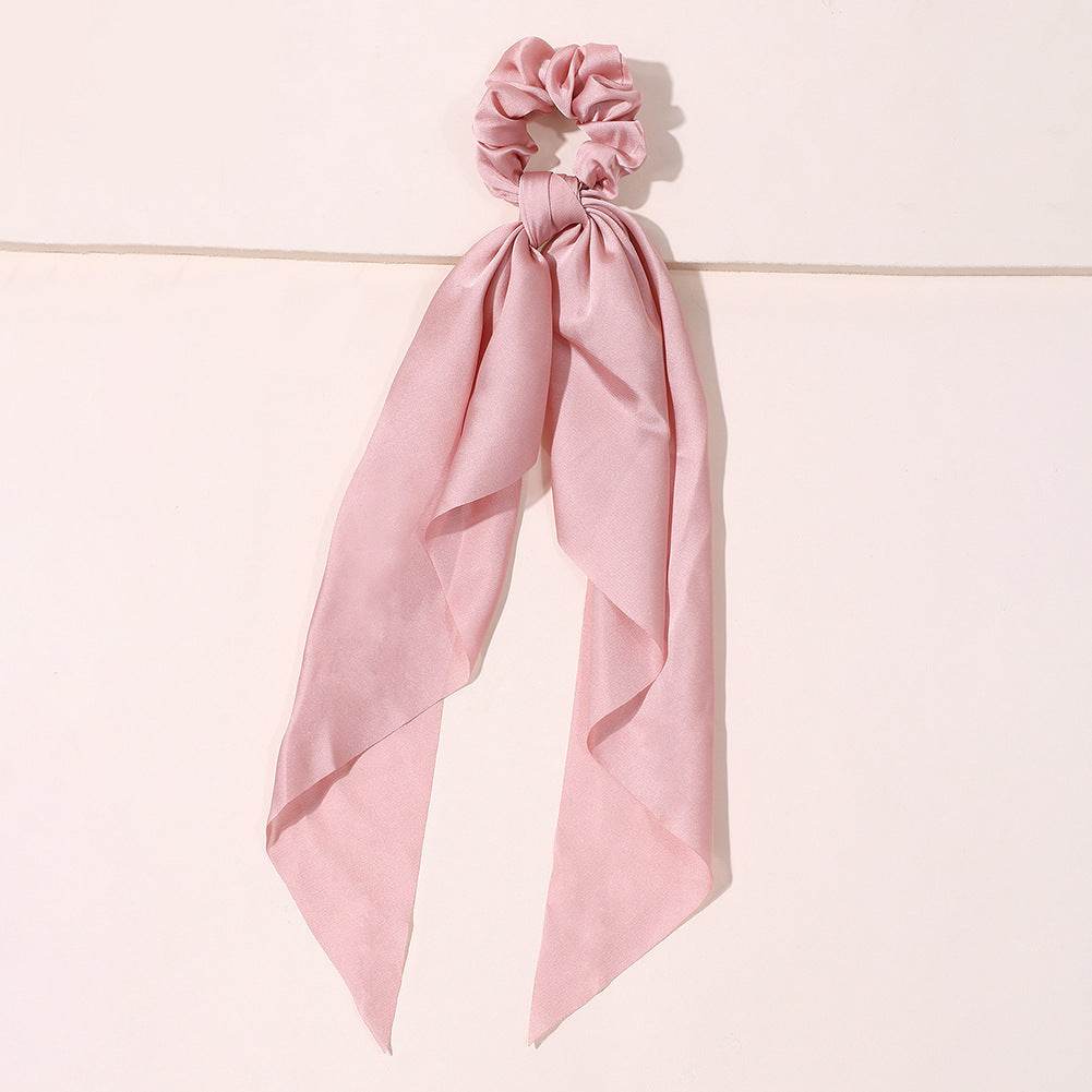 Cute Hair Silk Bow Scrunchie Vintage Satin Scarf Scrunchie - Velora