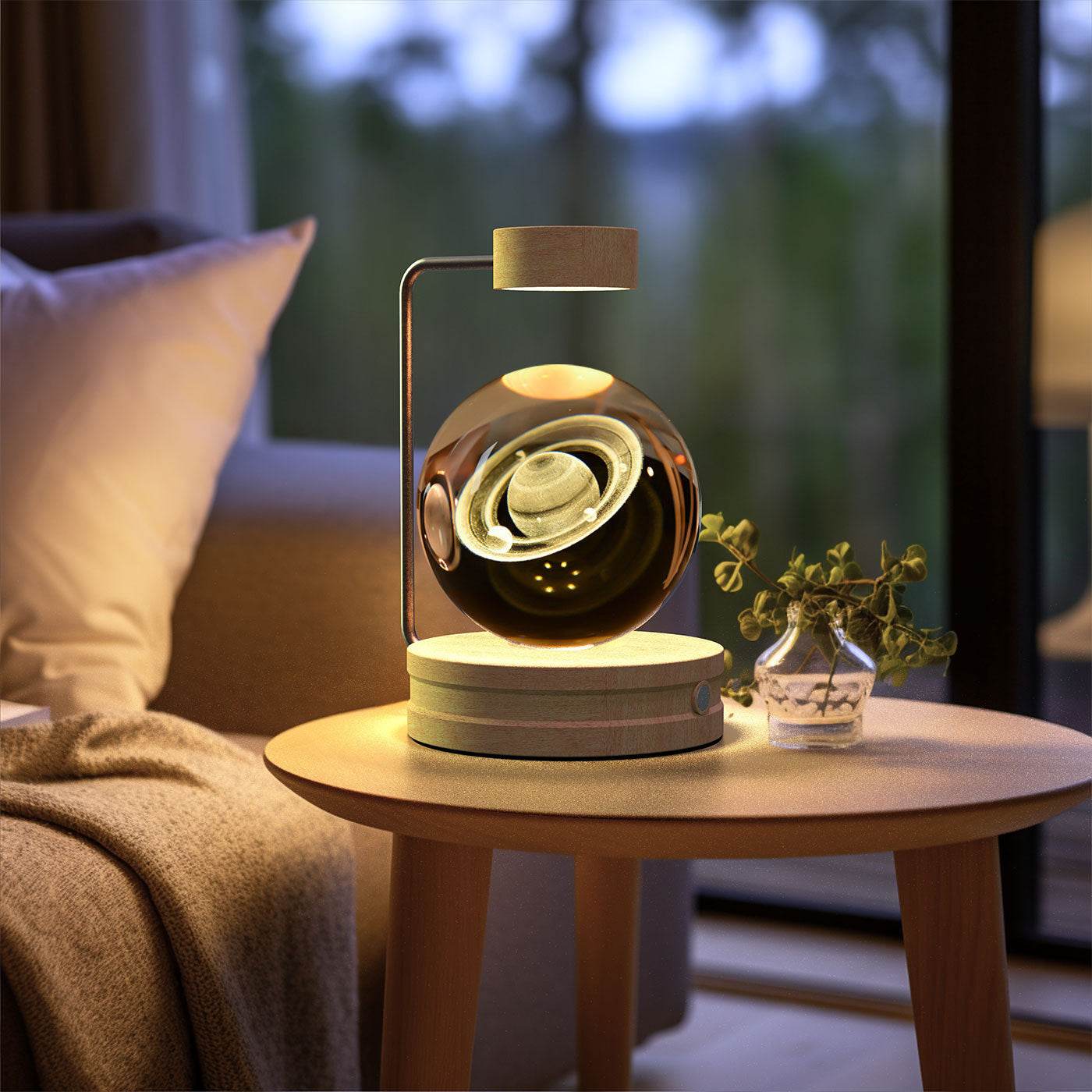 Crystal Ball Cosmic Dinosaur Indoor Night Light USB Power Warm Bedside Light Birthday Gift Night Lamp - Velora