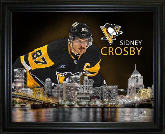 Sidney Crosby 16x20 Framed Skyline PhotoGlass Print Penguins Frameworth Sports Marketing