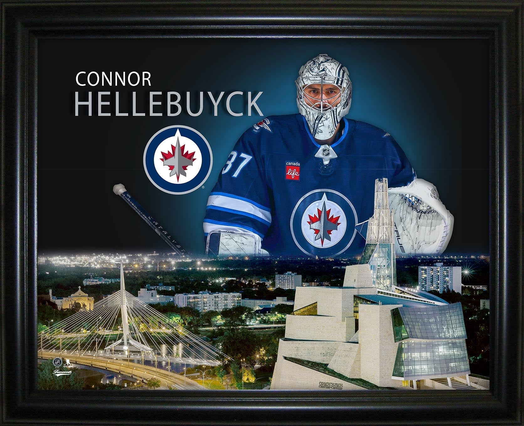 Connor Hellebucyk 16x20 Framed Skyline Print Winnipeg Jets Frameworth Sports Marketing