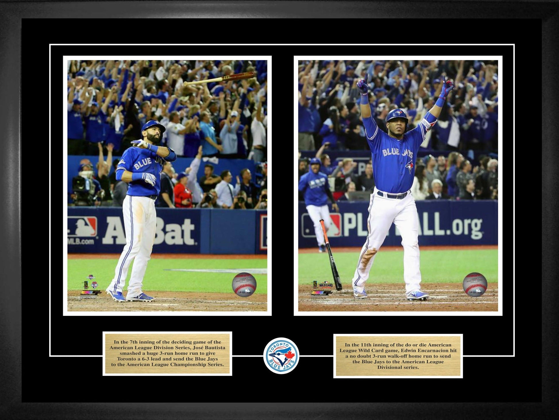 Jose Bautista and Edwin Encarnacion Toronto Blue Jays Framed 8x10 Homerun Celebrations Photos Frameworth Sports Marketing