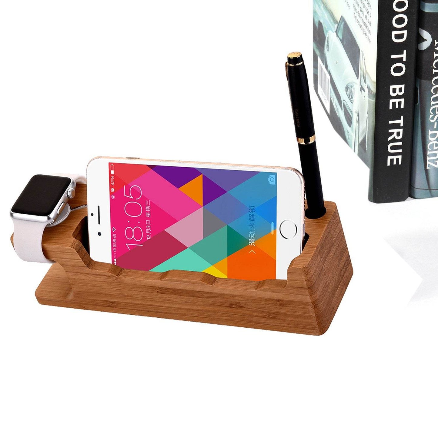 Wooden Table Desktop Dual Phone Holder - Velora