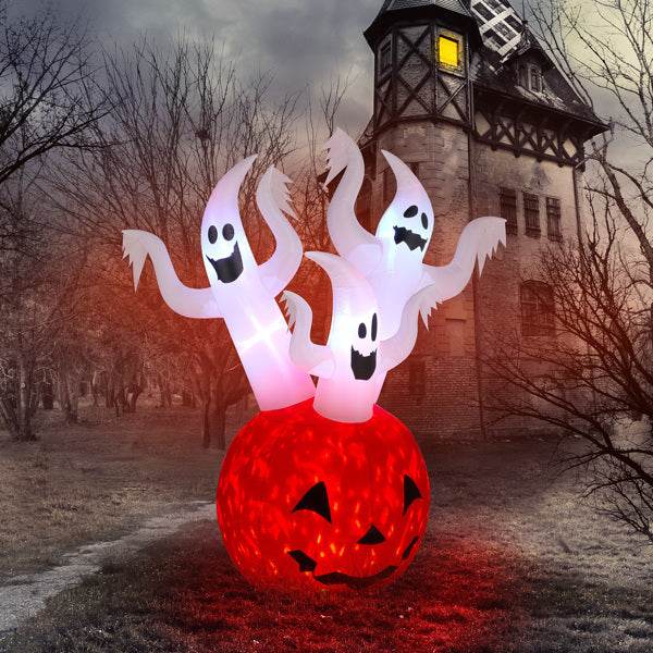 Halloween decorations - 5.9 FT Halloween Inflatable Pumpkin Ghost Outdoor Decorations - Velora