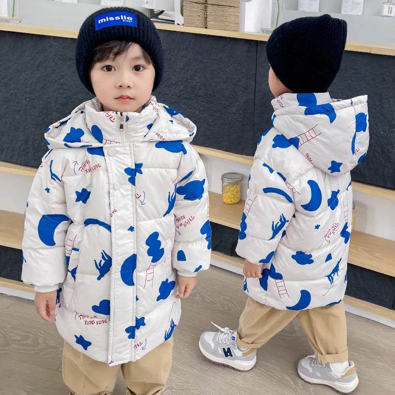 New Style Children's Down Jacket Middle Long Cute Thickened Cotton - Velora