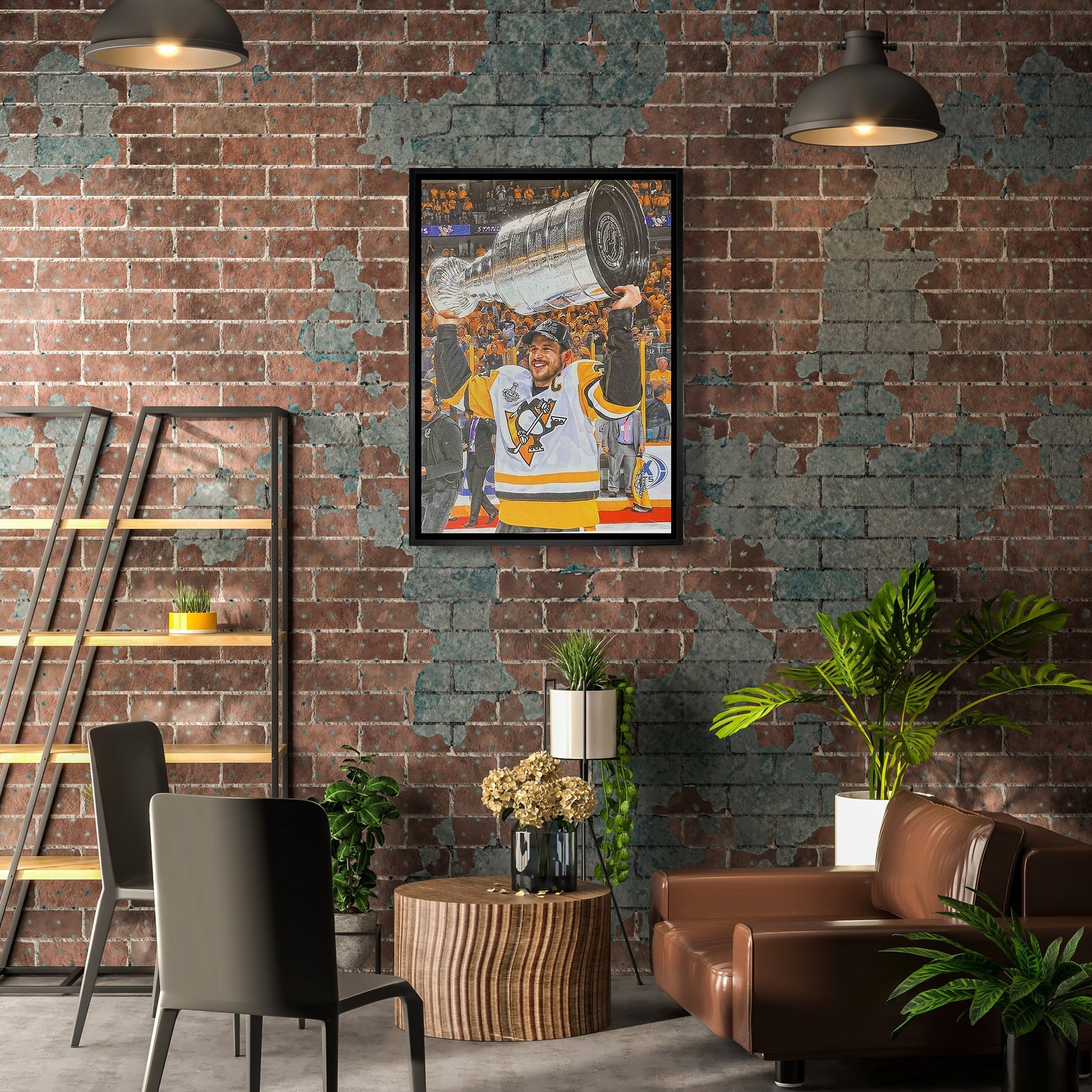 Sidney Crosby Pittsburgh Penguins Framed 20x29 Raising Cup Canvas Frameworth Sports Marketing