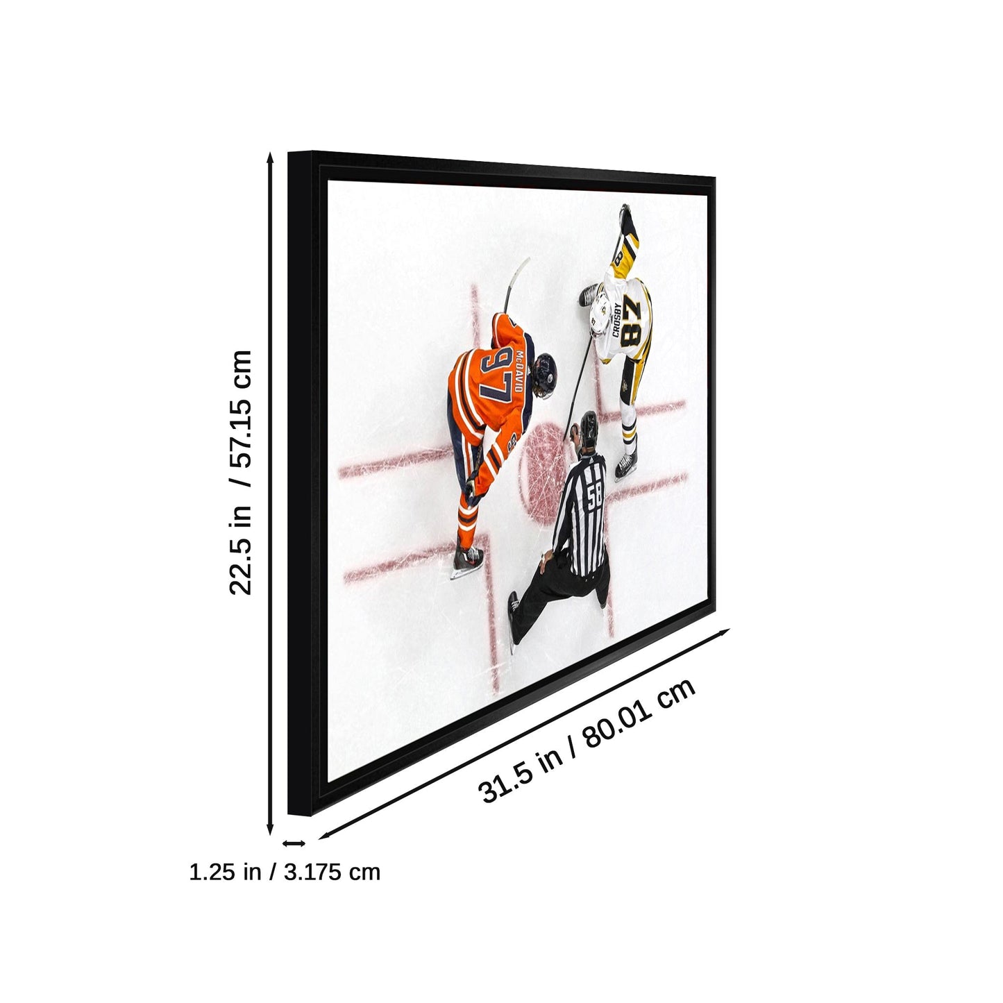 Connor McDavid and Sidney Crosby Framed 20x29 Overhead Face-off Canvas Frameworth Sports Marketing
