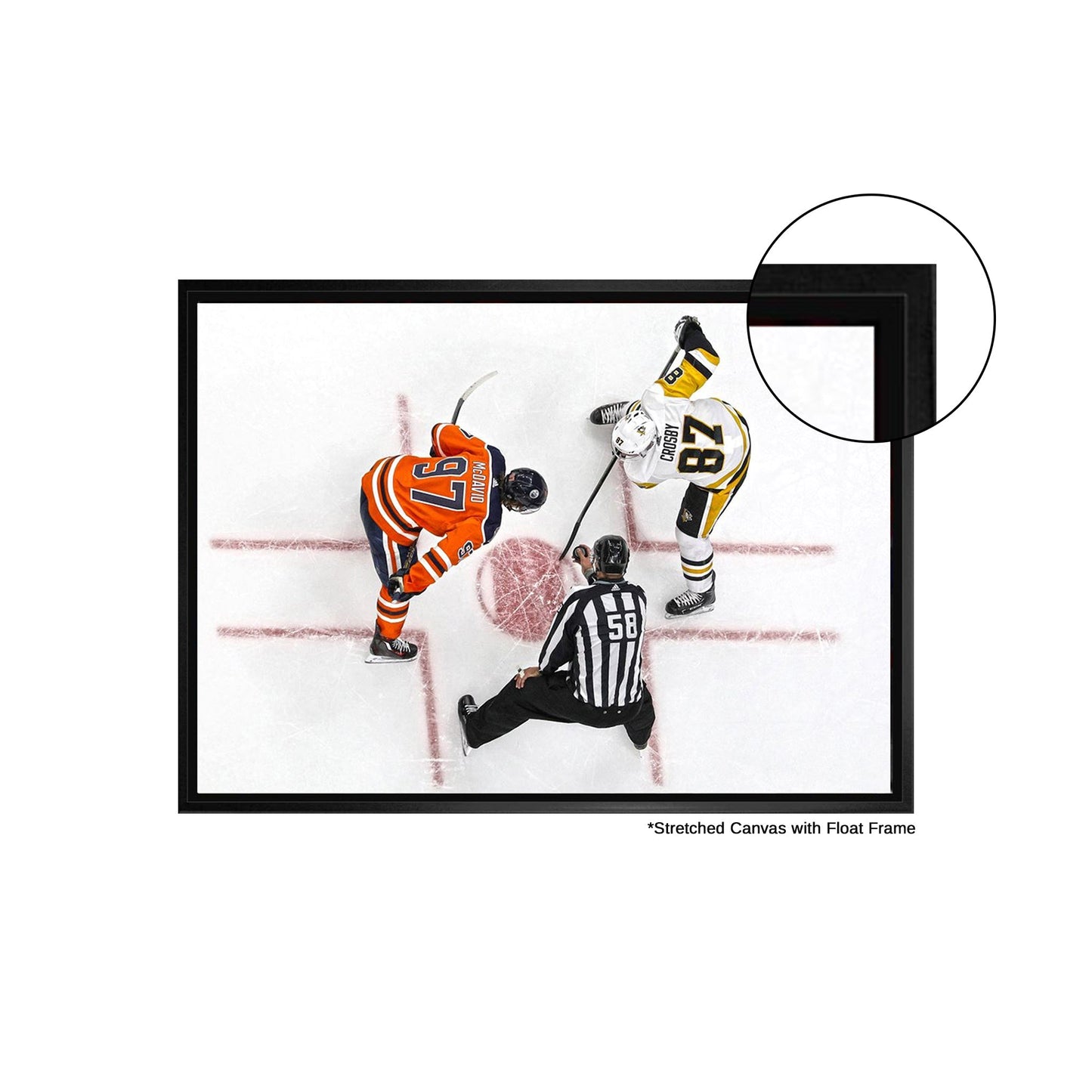 Connor McDavid and Sidney Crosby Framed 20x29 Overhead Face-off Canvas Frameworth Sports Marketing