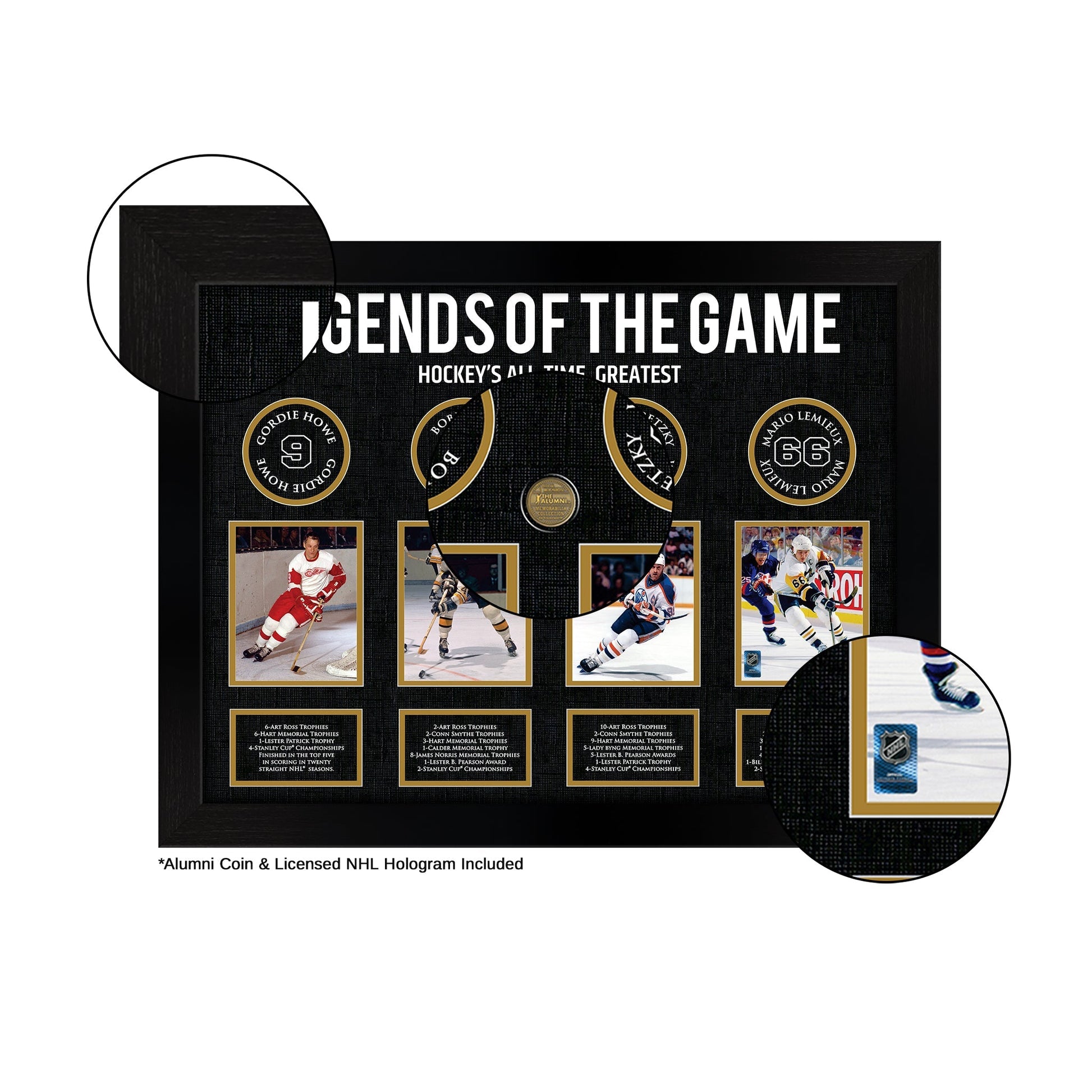 Legends of Hockey: Howe, Orr, Gretzky, Lemieux - Framed Collage Frameworth Sports Marketing